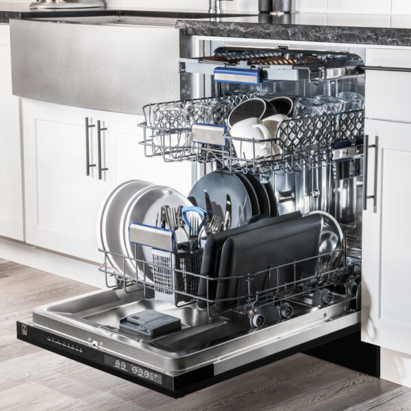 ZLINE Autograph Edition 18” Compact 3rd Rack Top Control Dishwasher in Black Stainless Steel with Polished Gold Accent Handle, 51dBa (DWVZ-BS-18-G) - Image 14