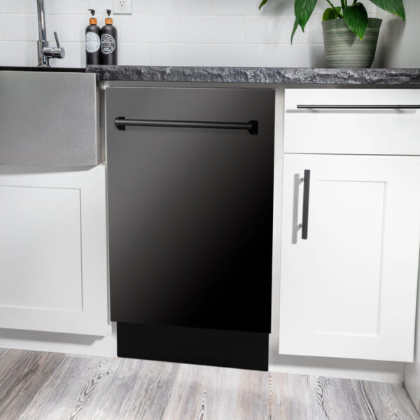 ZLINE 18 in. Tallac Series 3rd Rack Top Control Dishwasher in a Stainless Steel Tub with Black Stainless Panel, 51dBa (DWV-BS-18) - Image 2