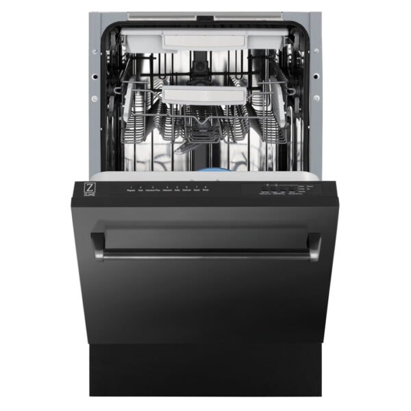 ZLINE 18 in. Tallac Series 3rd Rack Top Control Dishwasher in a Stainless Steel Tub with Black Stainless Panel, 51dBa (DWV-BS-18) - Image 10