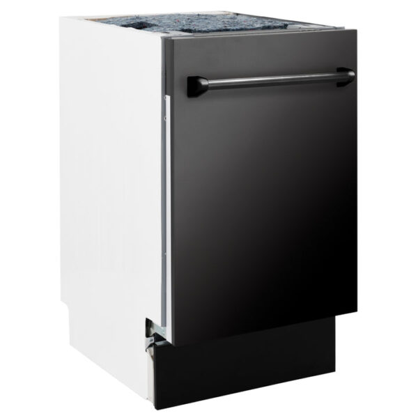 ZLINE 18 in. Tallac Series 3rd Rack Top Control Dishwasher in a Stainless Steel Tub with Black Stainless Panel, 51dBa (DWV-BS-18) - Image 9