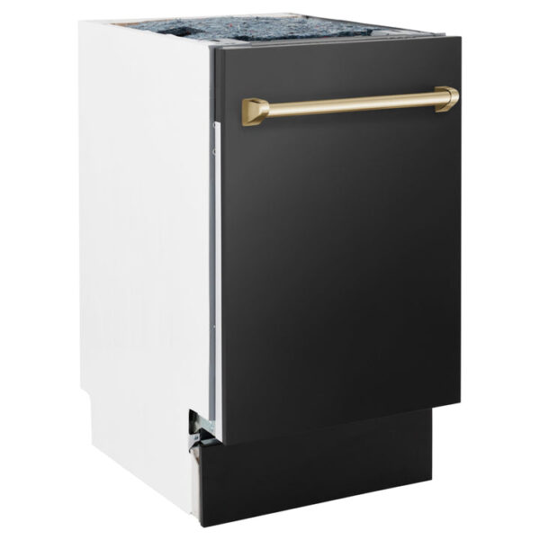 ZLINE Autograph Edition 18” Compact 3rd Rack Top Control Dishwasher in Black Stainless Steel with Polished Gold Accent Handle, 51dBa (DWVZ-BS-18-G) - Image 13