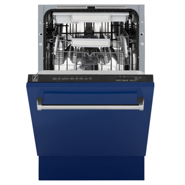 ZLINE 18 in. Tallac Series 3rd Rack Top Control Dishwasher in a Stainless Steel Tub with Blue Gloss Panel, 51dBa (DWV-BG-18) - Image 9