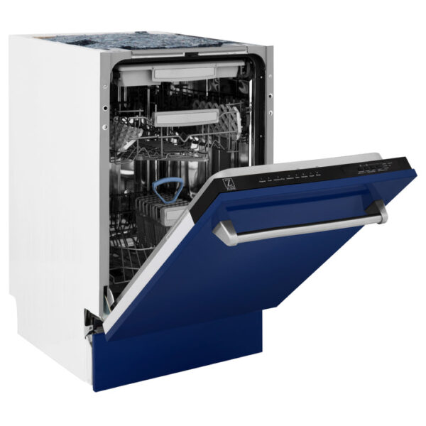 ZLINE 18 in. Tallac Series 3rd Rack Top Control Dishwasher in a Stainless Steel Tub with Blue Gloss Panel, 51dBa (DWV-BG-18) - Image 10