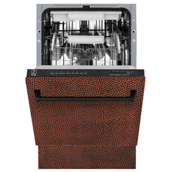 ZLINE 18 in. Tallac Series 3rd Rack Top Control Dishwasher with a Stainless Steel Tub with Hand-Hammered Copper Panel, 51dBa (DWV-HH-18) - Image 3