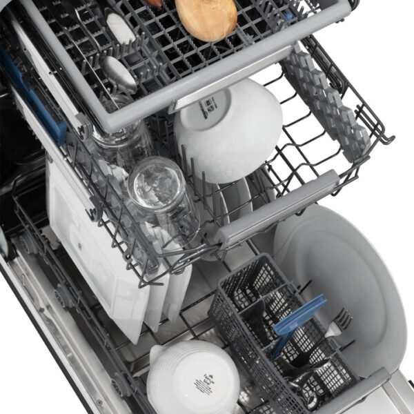 ZLINE 18 in. Tallac Series 3rd Rack Top Control Dishwasher in a Stainless Steel Tub with Black Stainless Panel, 51dBa (DWV-BS-18) - Image 4