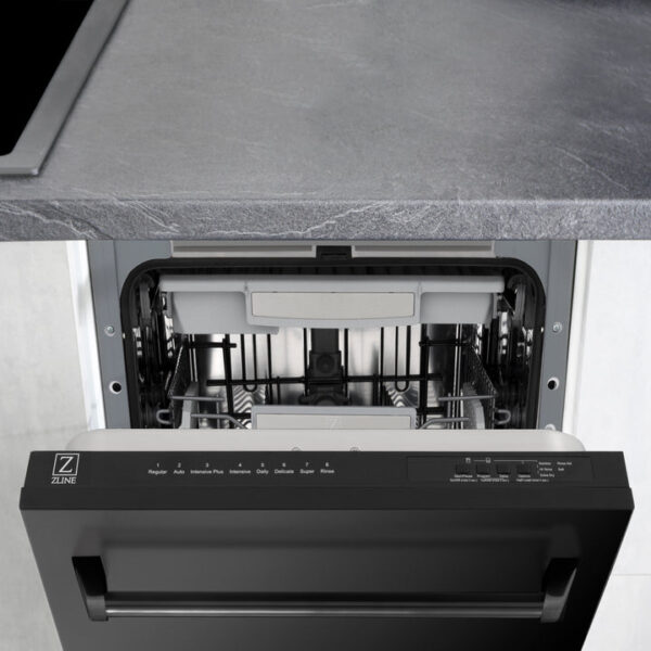 ZLINE 18 in. Tallac Series 3rd Rack Top Control Dishwasher in a Stainless Steel Tub with Black Stainless Panel, 51dBa (DWV-BS-18) - Image 12