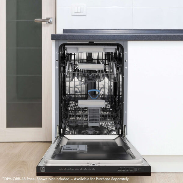 ZLINE 18" Tallac Series 3rd Rack Top Control Dishwasher in Custom Panel Ready with Stainless Steel Tub, 51dBa (DWV-18) - Image 5