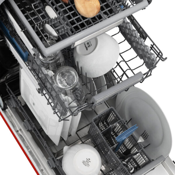 ZLINE 18 in. Tallac Series 3rd Rack Top Control Dishwasher in a Stainless Steel Tub with Red Matte Panel, 51dBa (DWV-RM-18) - Image 3