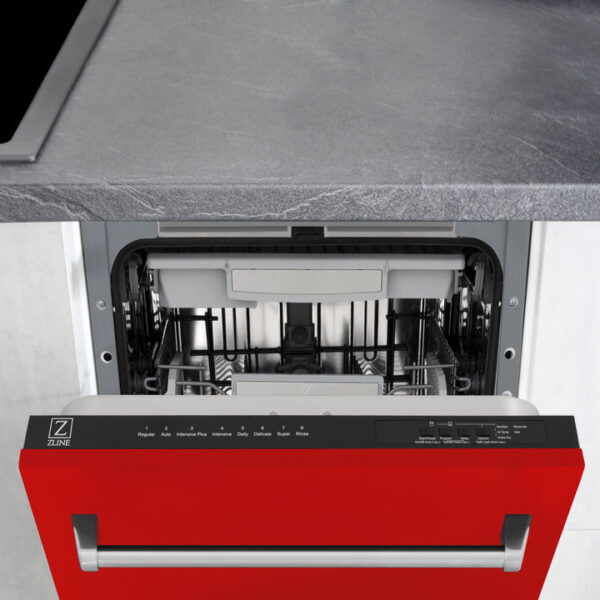 ZLINE 18 in. Tallac Series 3rd Rack Top Control Dishwasher in a Stainless Steel Tub with Red Matte Panel, 51dBa (DWV-RM-18) - Image 9