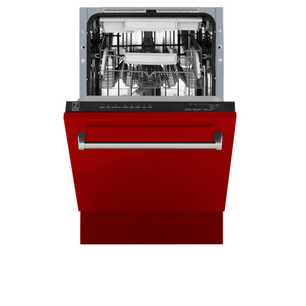 ZLINE 18 in. Tallac Series 3rd Rack Top Control Dishwasher in a Stainless Steel Tub with Red Gloss, 51dBa (DWV-RG-18) - Image 7