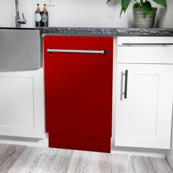 ZLINE 18 in. Tallac Series 3rd Rack Top Control Dishwasher in a Stainless Steel Tub with Red Gloss, 51dBa (DWV-RG-18) - Image 2