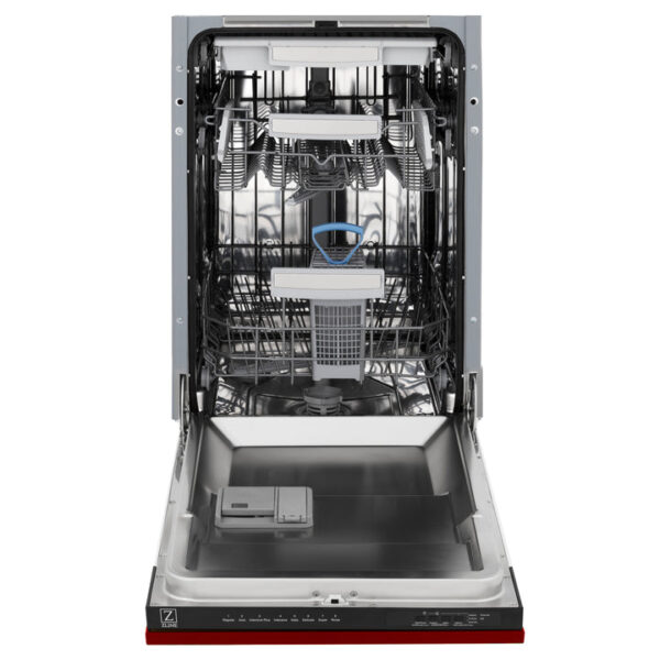 ZLINE 18 in. Tallac Series 3rd Rack Top Control Dishwasher in a Stainless Steel Tub with Red Gloss, 51dBa (DWV-RG-18) - Image 9