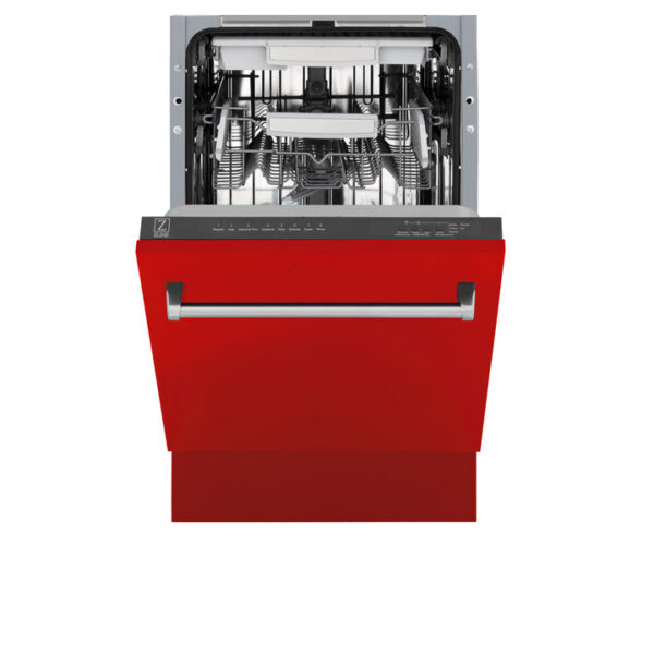 ZLINE 18 in. Tallac Series 3rd Rack Top Control Dishwasher in a Stainless Steel Tub with Red Matte Panel, 51dBa (DWV-RM-18) - Image 8