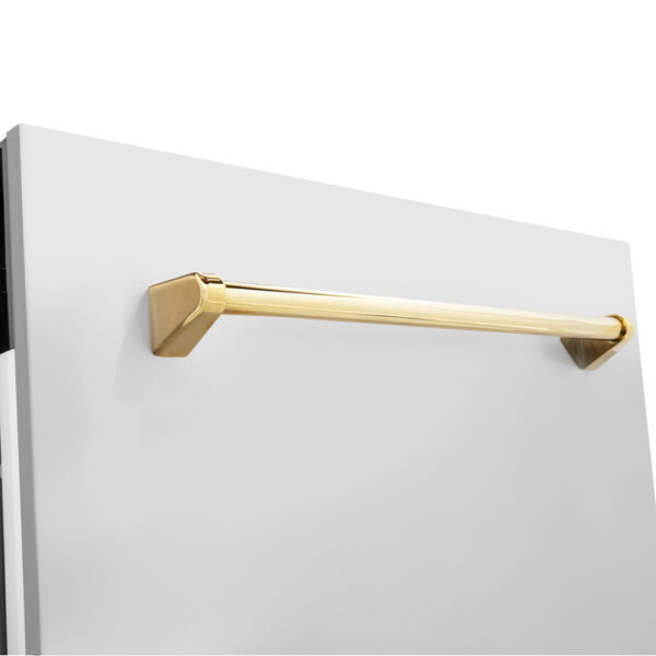 ZLINE Autograph Edition 24 in. 3rd Rack Top Control Tall Tub Dishwasher in Stainless Steel with Polished Gold Handle, 51dBa (DWVZ-304-24-G) - Image 11
