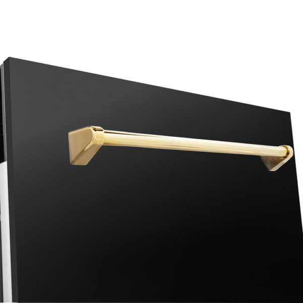 ZLINE Autograph Edition 24 in. 3rd Rack Top Control Tall Tub Dishwasher in Black Stainless Steel with Polished Gold Accent Handle, 51dBa (DWVZ-BS-24-G) - Image 4