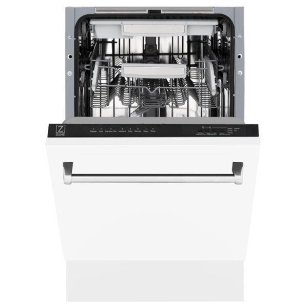 ZLINE 18 in. Tallac Series 3rd Rack Top Control Dishwasher in a Stainless Steel Tub with White Matte Panel, 51dBa (DWV-WM-18) - Image 11