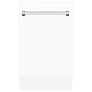 ZLINE 18 in. Tallac Series 3rd Rack Top Control Dishwasher in a Stainless Steel Tub with White Matte Panel, 51dBa (DWV-WM-18)