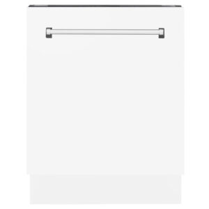 ZLINE 24" Tallac Series 3rd Rack Dishwasher with White Matte Panel and Traditional Handle, 51dBa (DWV-WM-24)