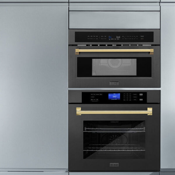 ZLINE Autograph Edition 30 in. 1.6 cu ft. Built-in Convection Microwave Oven in Black Stainless Steel with Polished Gold Accents (MWOZ-30-BS-G) - Image 13