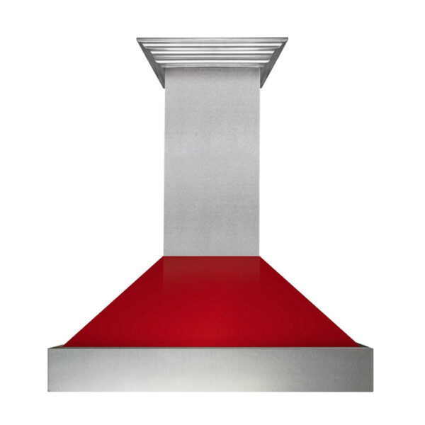 ZLINE Ducted Fingerprint Resistant Stainless Steel Range Hood with Red Gloss Shell (8654RG) - Image 11