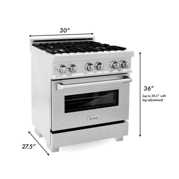 ZLINE 30 in. 4.0 cu. ft. Electric Oven and Gas Cooktop Dual Fuel Range with Griddle and White Matte Door in Stainless Steel (RA-WM-GR-30) - Image 2
