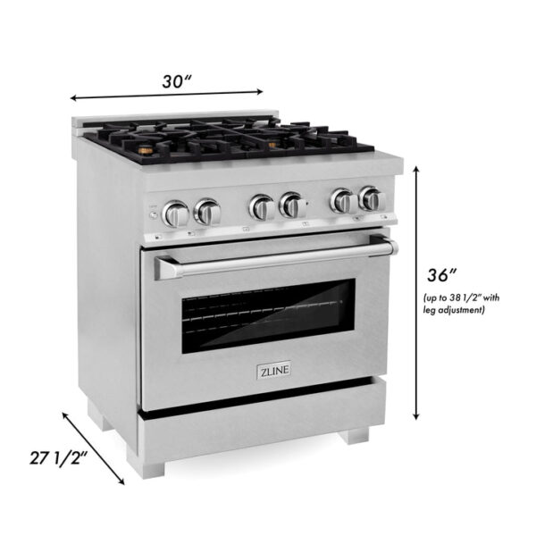 ZLINE 30 in. 4.0 cu. ft. Dual Fuel Range with Gas Stove and Electric Oven in All Fingerprint Resistant Stainless Steel with Brass Burners (RAS-SN-BR-30) - Image 5