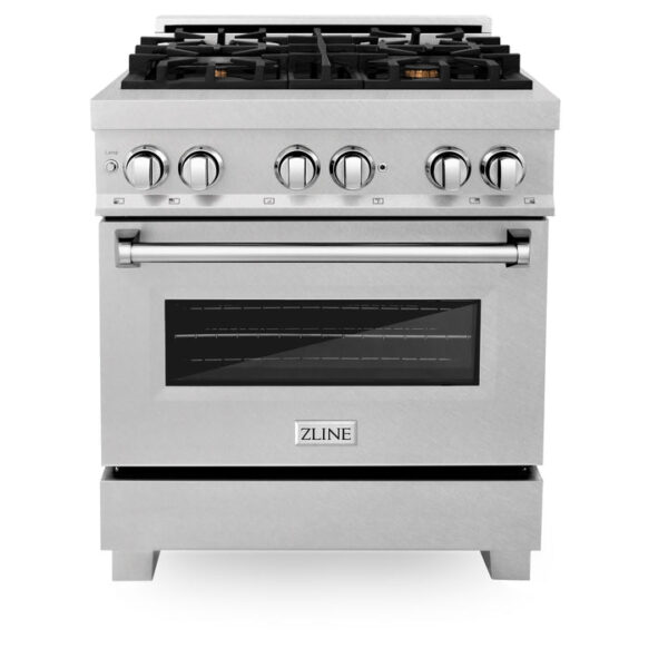 ZLINE 30 in. 4.0 cu. ft. Dual Fuel Range with Gas Stove and Electric Oven in All Fingerprint Resistant Stainless Steel with Brass Burners (RAS-SN-BR-30) - Image 13