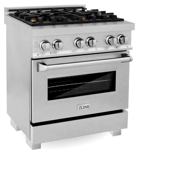 ZLINE 30 in. 4.0 cu. ft. Dual Fuel Range with Gas Stove and Electric Oven in All Fingerprint Resistant Stainless Steel with Brass Burners (RAS-SN-BR-30) - Image 12