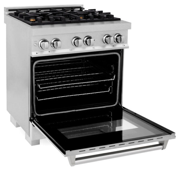 ZLINE 30 in. 4.0 cu. ft. Dual Fuel Range with Gas Stove and Electric Oven in All Fingerprint Resistant Stainless Steel with Brass Burners (RAS-SN-BR-30) - Image 9