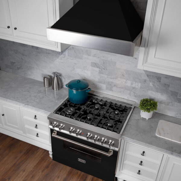 ZLINE Ducted Fingerprint Resistant Stainless Steel Range Hood with Black Matte Shell (8654BLM) - Image 3