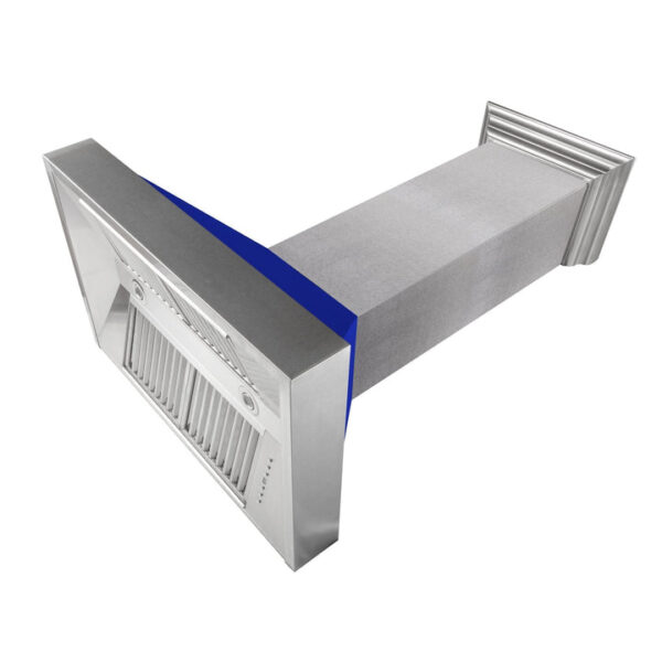 ZLINE Ducted Fingerprint Resistant Stainless Steel Range Hood with Blue Matte Shell (8654BM) - Image 9