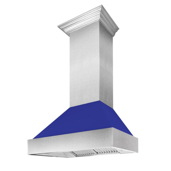 ZLINE Ducted Fingerprint Resistant Stainless Steel Range Hood with Blue Matte Shell (8654BM) - Image 11