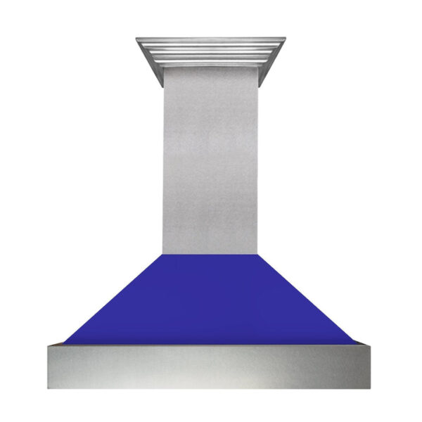 ZLINE Ducted Fingerprint Resistant Stainless Steel Range Hood with Blue Matte Shell (8654BM)