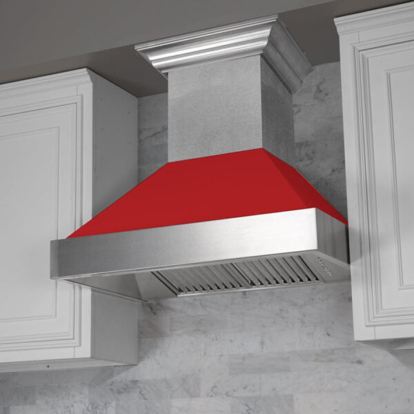 ZLINE Ducted Fingerprint Resistant Stainless Steel Range Hood with Red Matte Shell (8654RM) - Image 10