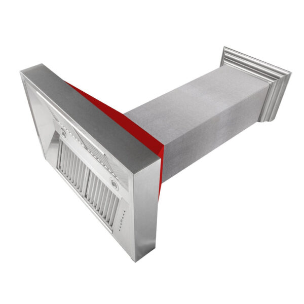 ZLINE Ducted Fingerprint Resistant Stainless Steel Range Hood with Red Matte Shell (8654RM) - Image 7