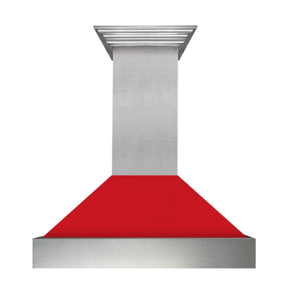 ZLINE Ducted Fingerprint Resistant Stainless Steel Range Hood with Red Matte Shell (8654RM) - Image 8