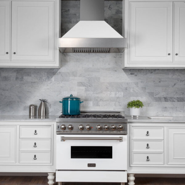 ZLINE Fingerprint Resistant Stainless Steel Range Hood With White Matte Shell (8654WM) - Image 3