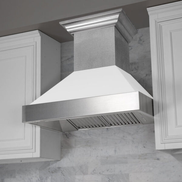 ZLINE Fingerprint Resistant Stainless Steel Range Hood With White Matte Shell (8654WM) - Image 4