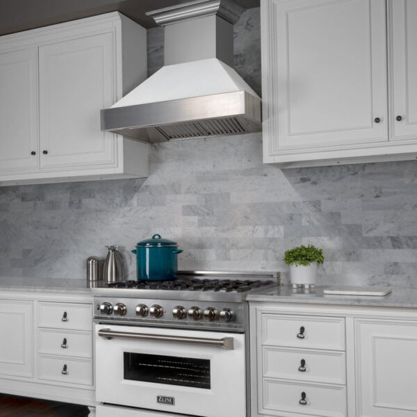 ZLINE Fingerprint Resistant Stainless Steel Range Hood With White Matte Shell (8654WM) - Image 2