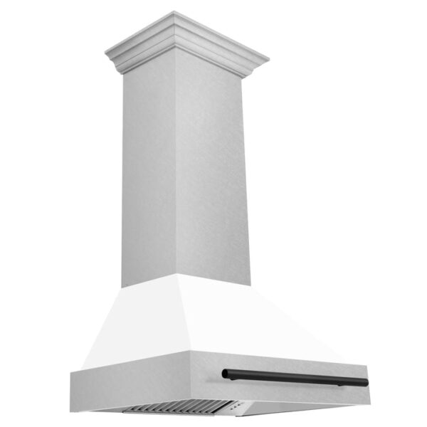 30 in. ZLINE Autograph Edition Fingerprint Resistant Stainless Steel Range Hood with White Matte Shell and Accented Handle (8654SNZ-WM30) - Image 8
