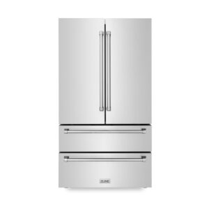 ZLINE 36 in. Freestanding French Door Refrigerator with Ice Maker in Fingerprint Resistant Stainless Steel (RFM-36)