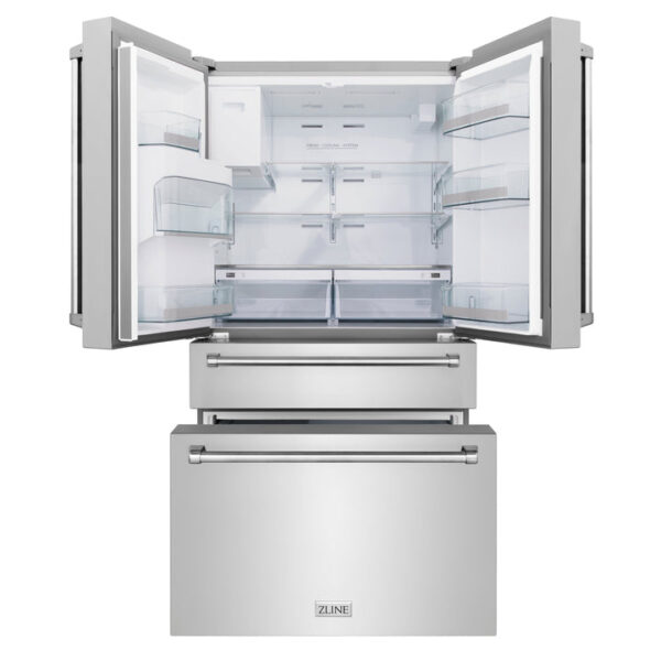 ZLINE 36 in. 21.6 cu. ft Freestanding French Door Fingerprint Resistant Refrigerator with Water and Ice Dispenser and Filter (RFM-W-WF-36) - Image 10