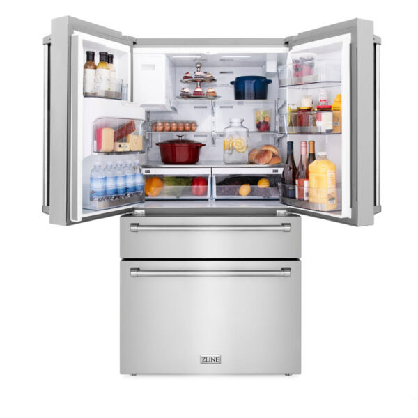 ZLINE 36 in. 21.6 cu. ft Freestanding French Door Fingerprint Resistant Refrigerator with Water and Ice Dispenser and Filter (RFM-W-WF-36) - Image 9