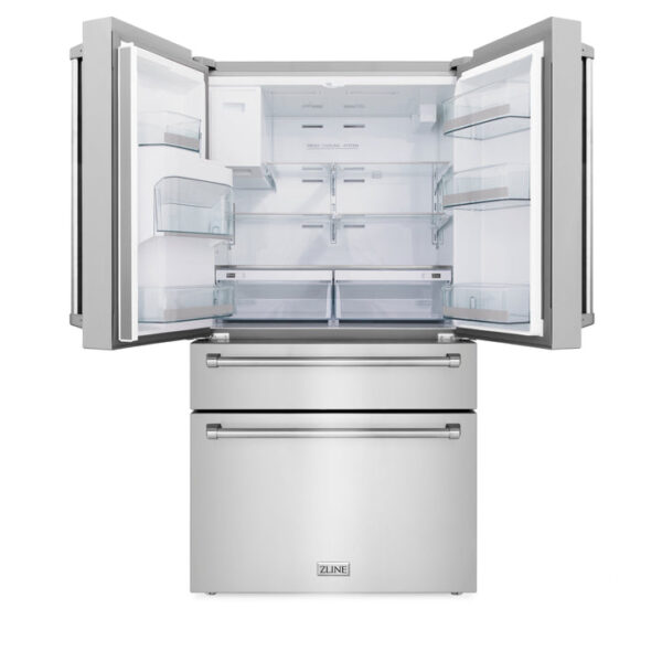 ZLINE 36 in. 21.6 cu. ft Freestanding French Door Fingerprint Resistant Refrigerator with External Water and Ice Dispenser in Stainless Steel (RFM-W-36) - Image 11