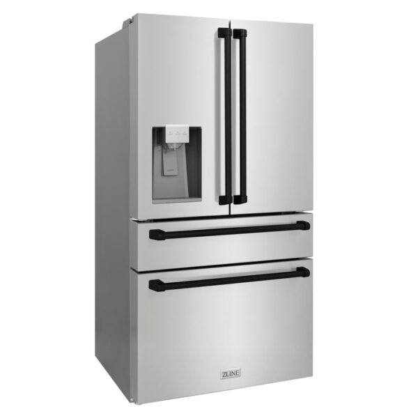 ZLINE 36 in. Autograph Edition 21.6 cu. ft Freestanding French Door Refrigerator with Water Dispenser in Stainless Steel with Matte Black Accents (RFMZ-W-36-MB) - Image 11