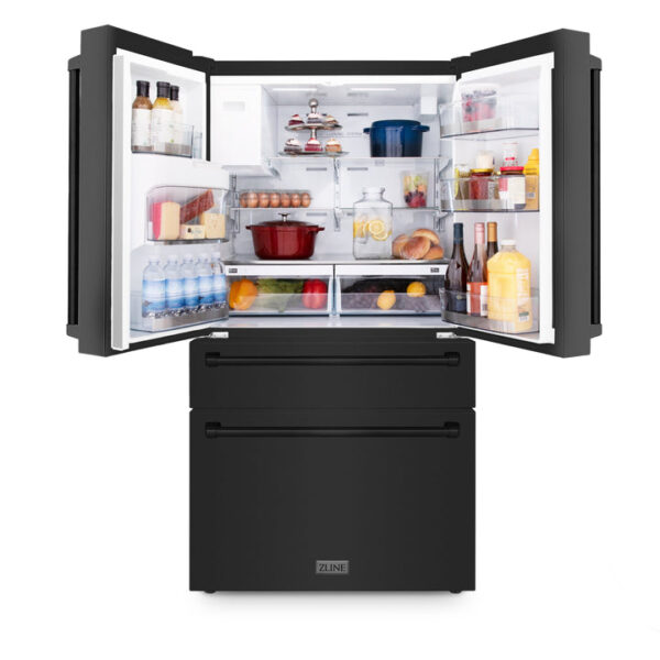 ZLINE 36 in. 21.6 cu. ft Freestanding French Door Fingerprint Resistant Refrigerator with External Water and Ice Dispenser in Black Stainless Steel (RFM-W-36-BS) - Image 13