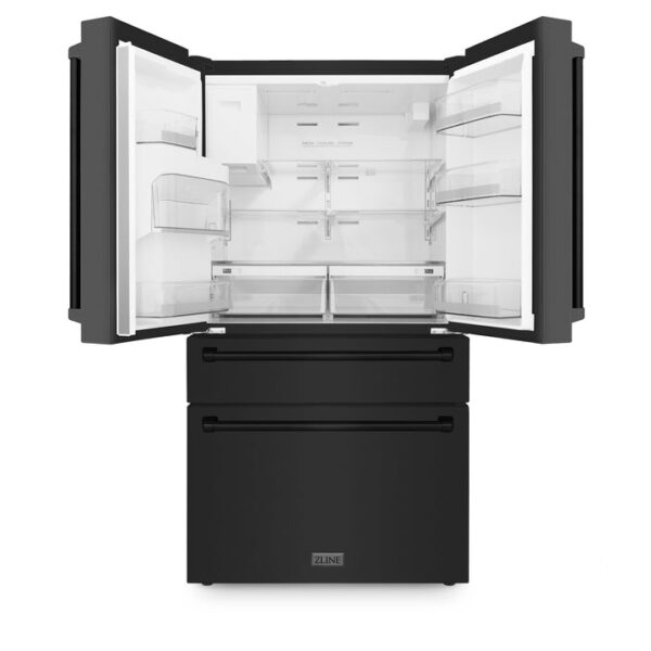 ZLINE 36 in. 21.6 cu. ft Freestanding French Door Fingerprint Resistant Refrigerator with External Water and Ice Dispenser in Black Stainless Steel (RFM-W-36-BS) - Image 12