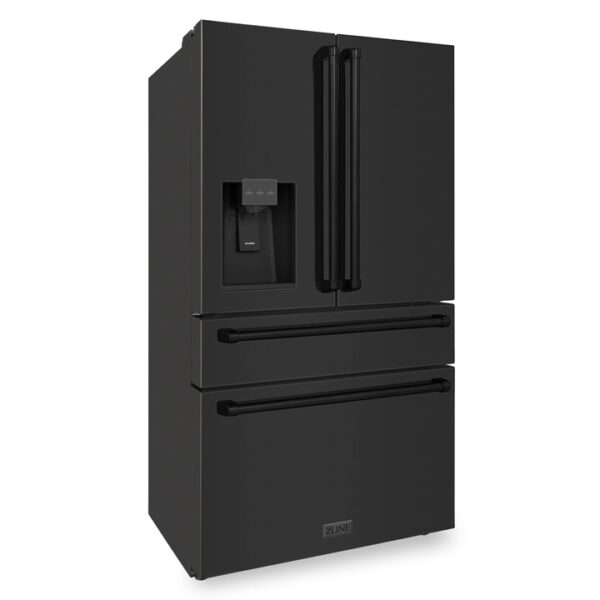 ZLINE 36 in. 21.6 cu. ft Freestanding French Door Fingerprint Resistant Refrigerator with External Water and Ice Dispenser in Black Stainless Steel (RFM-W-36-BS) - Image 16