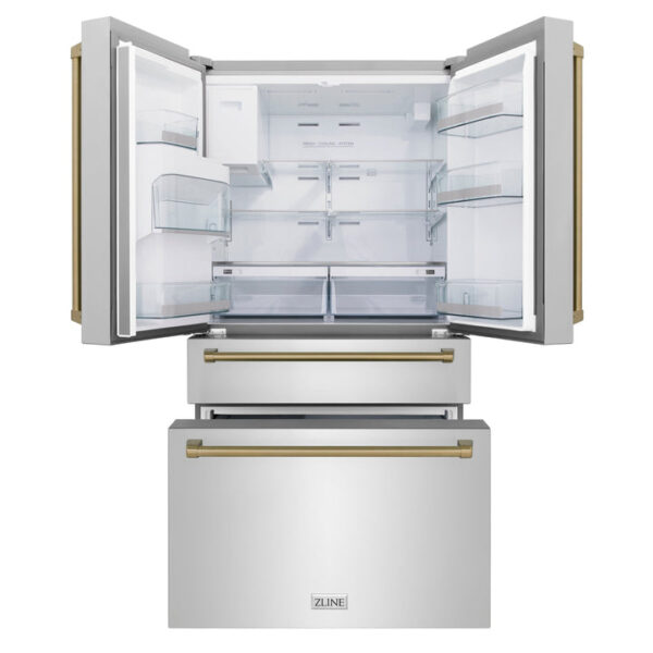 ZLINE 36 in. Autograph Edition 21.6 cu. ft Freestanding French Door Refrigerator with Water Dispenser in Stainless Steel with Matte Black Accents (RFMZ-W-36-MB) - Image 7