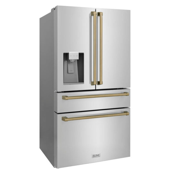 ZLINE 36 in. Autograph Edition 21.6 cu. ft Freestanding French Door Refrigerator with Water Dispenser in Stainless Steel with Matte Black Accents (RFMZ-W-36-MB) - Image 5